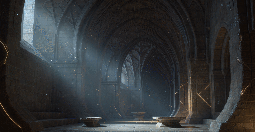 fantasy interior with floating dust particles