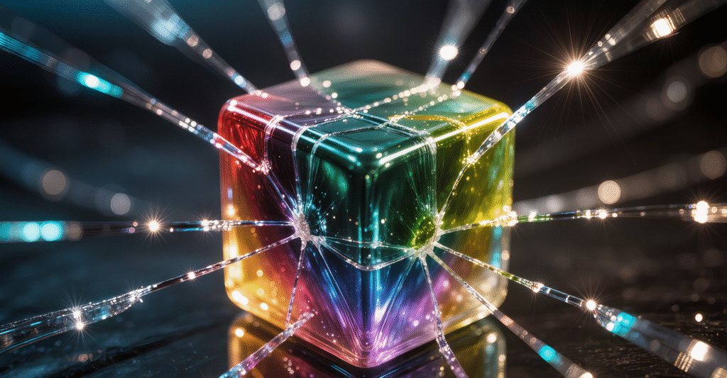 Colorful transparent glass candy cube